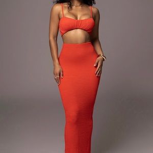 JLUXLABEL 2 piece red Fiji skirt set